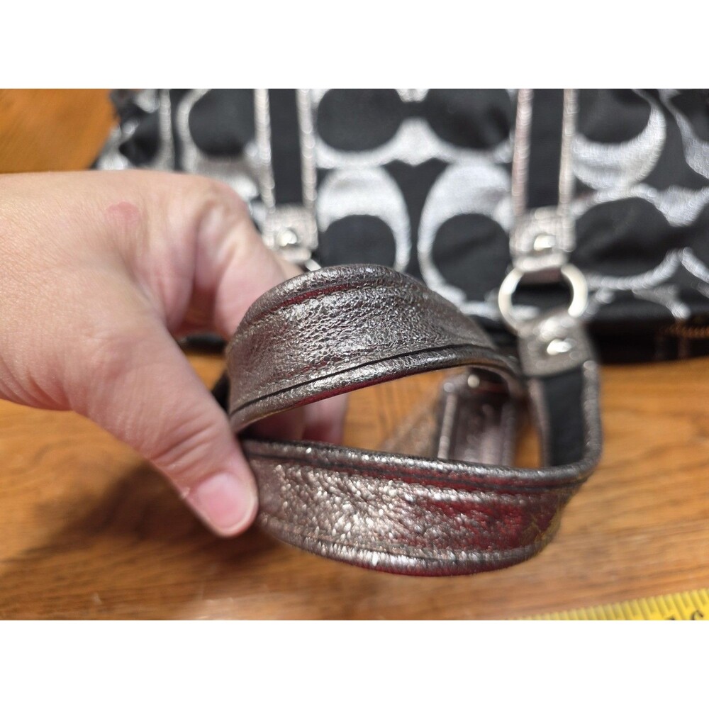Coach Poppy Black & Silver Metallic Lurex Tote F14434 2 Hangtags - Picture 3 of 16